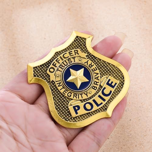 Medsor Police Badge Pin for Women Gold Plated Authentic Design