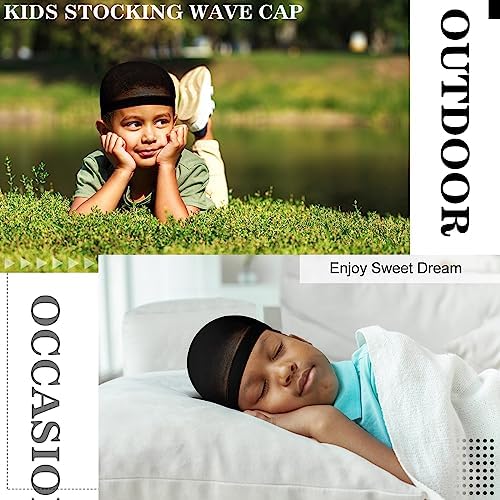 Toulite 12 Pcs Kids Stocking Wave Cap Stretchy Skull Cap