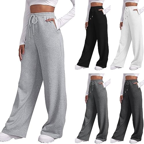 Stylish Cozy Wide-leg High Waisted Womens Fleece Sweatpants