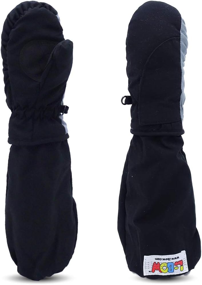 L-BOW Kids Mittens Waterproof Easy Entry Stay-On