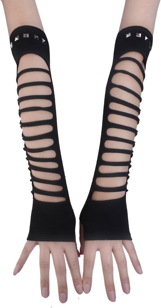 Punk Studded Ripped Arm Warmer