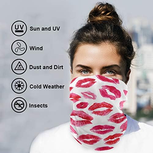 My Little Nest Balaclava Face Scarf Cover Pink Red Lips Print