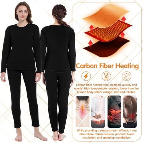 Womens Heated Underwear Set with 28 Heating Zones