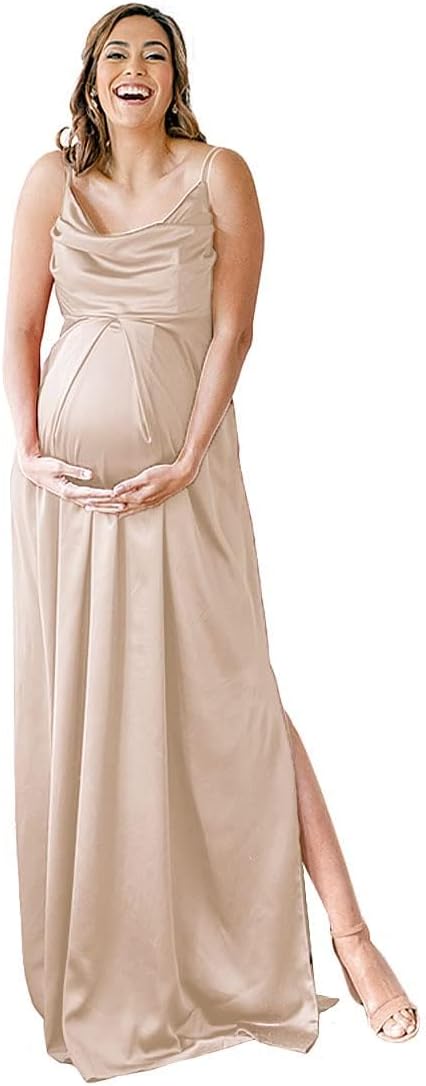 Changuan Silk Satin Maternity Dress for Women Photoshoot