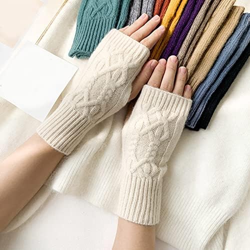 Winter Warm Arm Warmers Womens Gloves with Thumbhole Fingerless Compression
