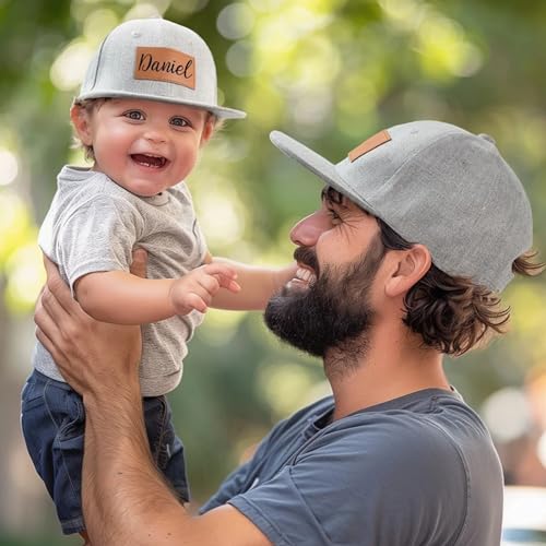 Handmade Custom Toddler Leather Patch Hats - Personalized Dad And Me Accessories