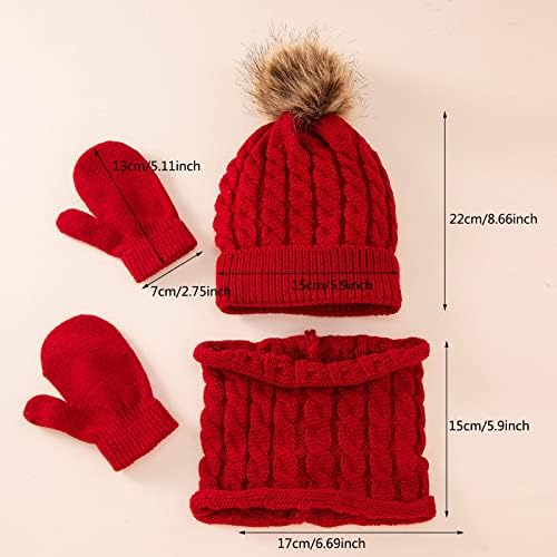 3Pcs Kids Winter Hat Scarf Gloves Set