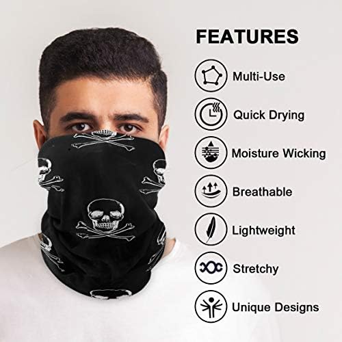 Unisex Balaclava Face Scarf with Skulls Design