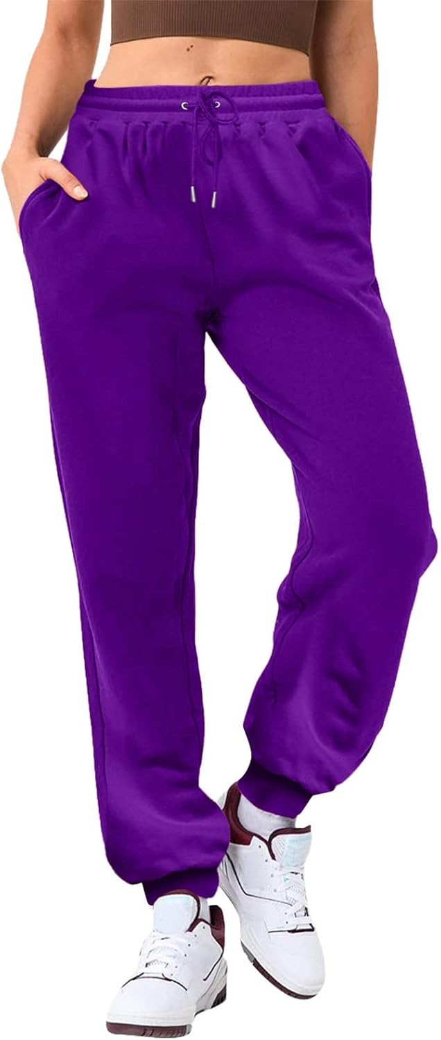 Girl High Waisted Solid Sweatpants with Pockets Drawstring Joggers