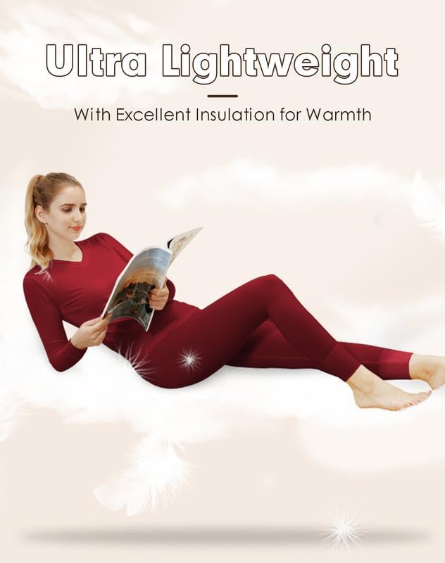 Subuteay Thermal Underwear Set Women Long Johns Fleece Lined
