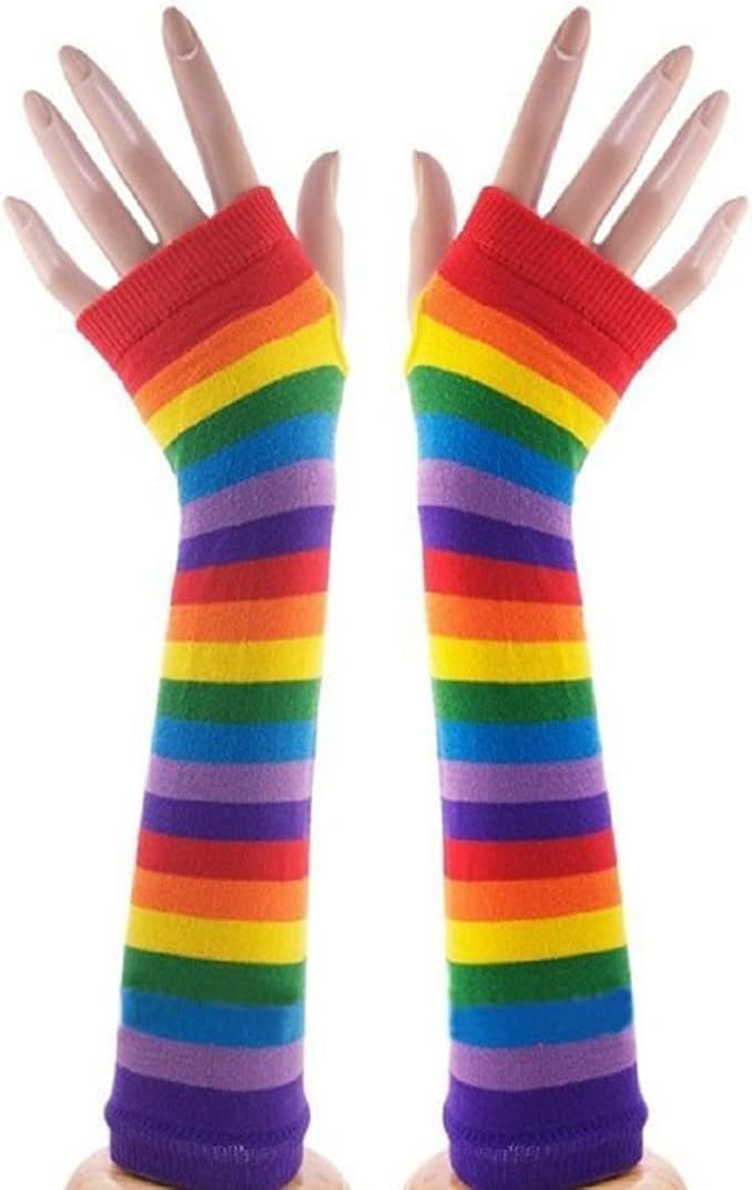 Rainbow Punk Goth Arm Warmers for Women 1