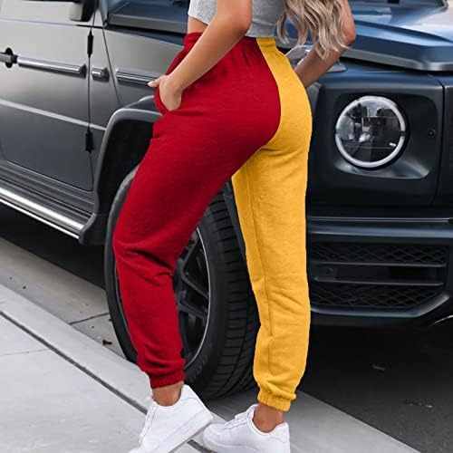 Fleece Straight Leg Sweatpants for Women - Elastic High Waisted Joggers with Pockets