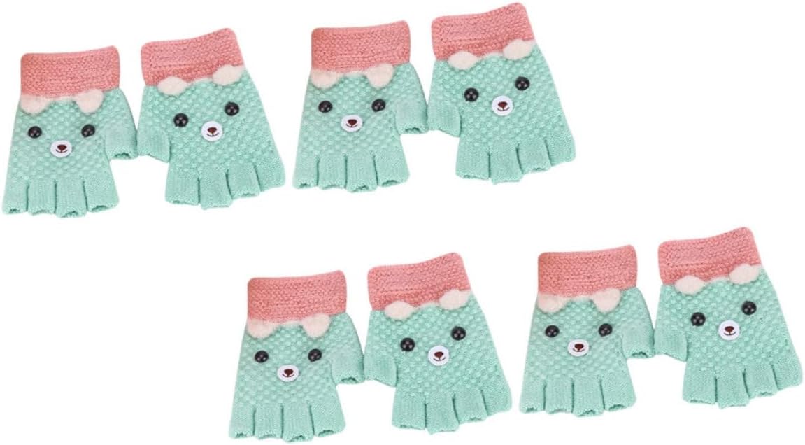 4-Piece Stretch Warm Fingerless Mitten Gloves for Boys
