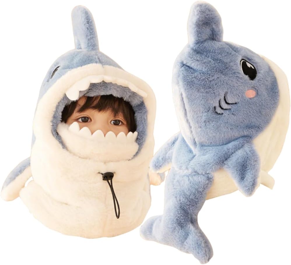 Kids Plush Winter One Piece Hat Scarf Face Mask for Girls Boys