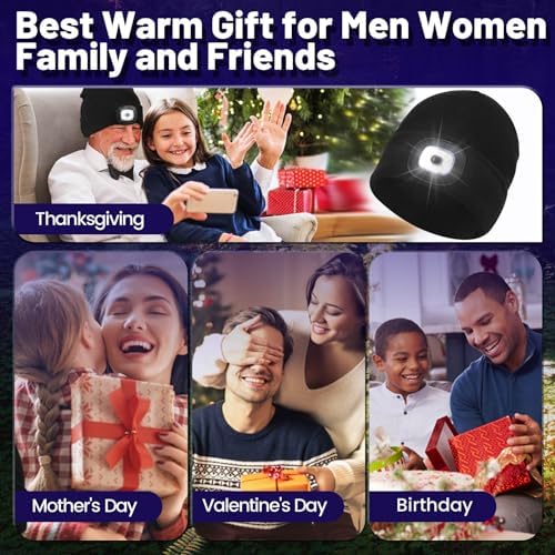 USB Rechargeable LED Beanie Hat for Winter Safety and Outdoor Use