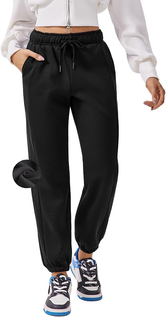Fleece High Waisted Womens Thermal Pants with Cinch Bottom