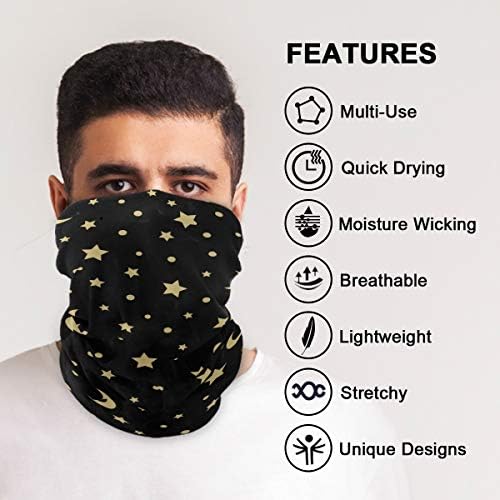 Gold Stars Balaclava Face Cover Quick-Drying Stretchable UV-Protective Headband