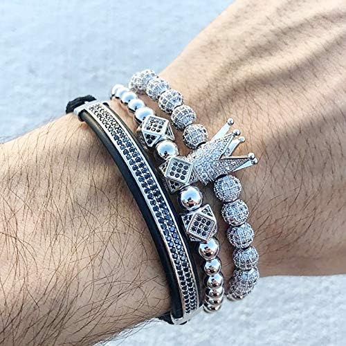 MAGIC FISH Luxurious Silver Crown Bracelet for Men