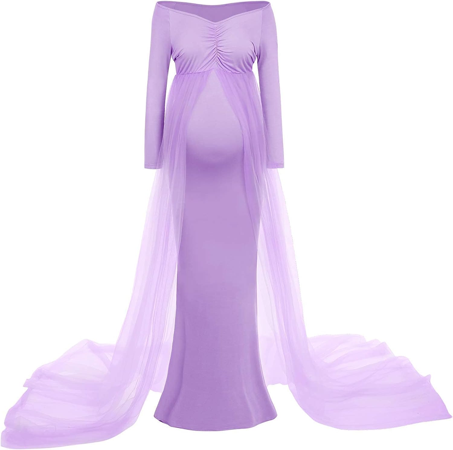 Bustling Off-Shoulder Chiffon Maternity Dress for Photoshop photography