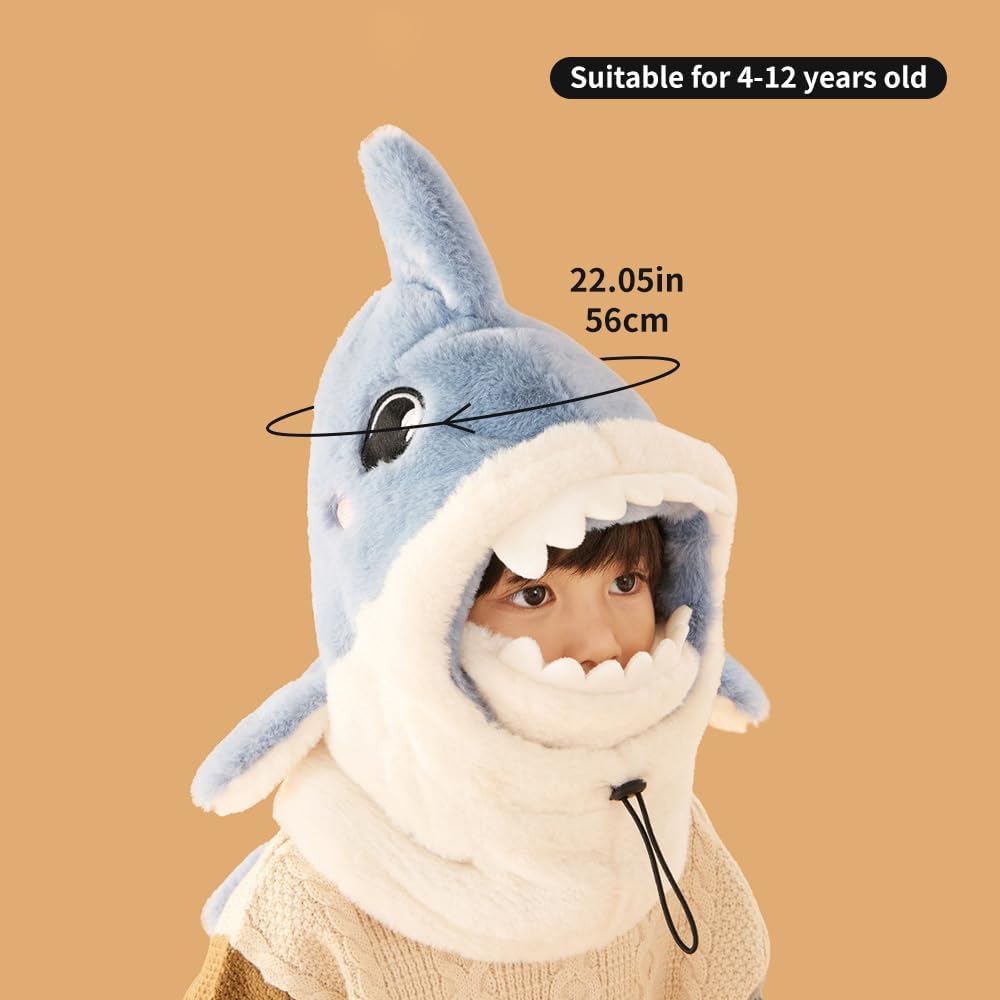 Kids Plush Winter One Piece Hat Scarf Face Mask for Girls Boys