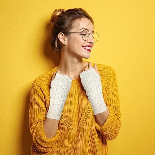 Winter Warm Knitted Mitten Fingerless Gloves Womens Arm Warmers