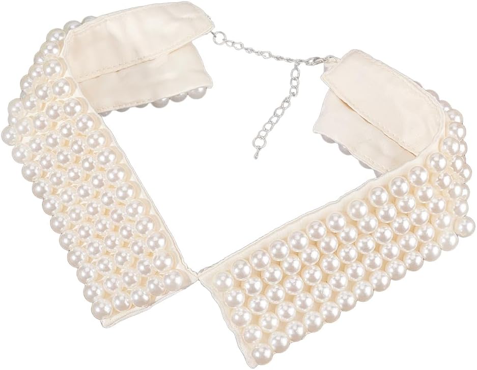 Faux Pearl Collar Necklace with Beaded Extensions