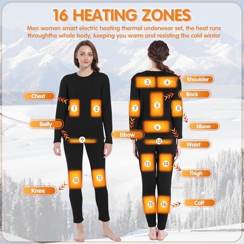 Women Heated Underwear Set with 16 Zones Heating