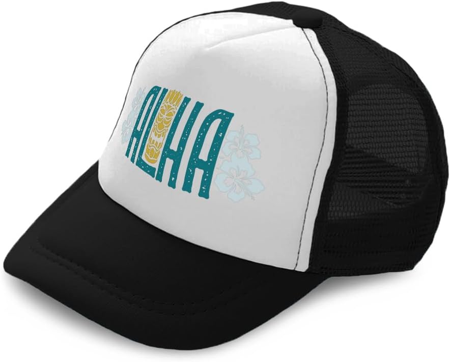 Aloha Flower Tropical Toddler Hat Black