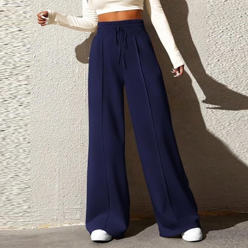 Wide Leg Sweatpants for Women Comfy Lightweight Athletic Drawstring Pants with Pockets