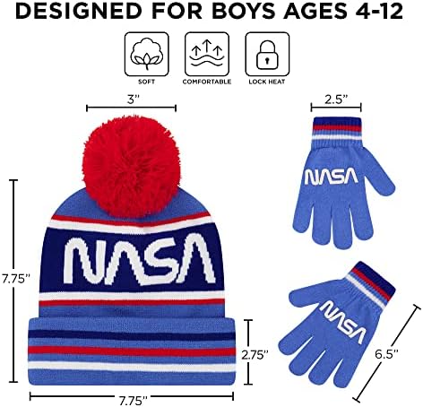 NASA Themed Winter Hat Gloves Set for Kids tas
