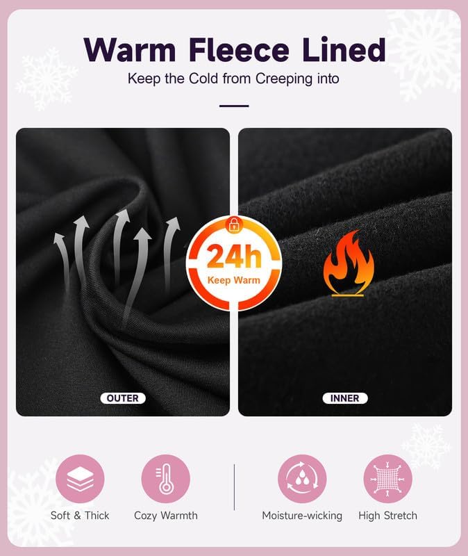 Warm Womens Thermal Fleece Long Johns Set
