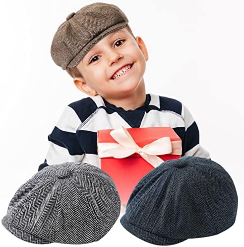 Classic Boys Herringbone Pattern Newsboy Hats