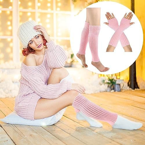 Stay Warm in Style - Winter Fingerless Gloves Leg Warmer Socks Kit