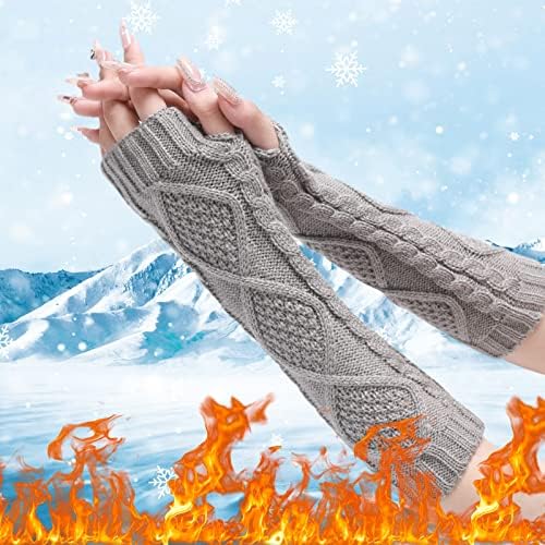 Womens Fingerless Arm Warmers with Thumb Hole Soft Cashmere