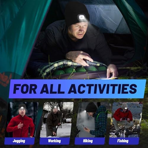 USB Rechargeable LED Beanie Hat for Winter Safety and Outdoor Use