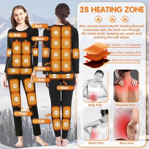 Womens Heated Thermal Underwear Set for Cold Weather