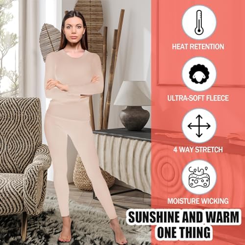 Patelai 5 Set Thermal Underwear for Women Warm Comfortable