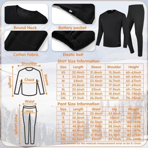 Heated Thermal Underwear Set for Hunting Secure Warm Fit
