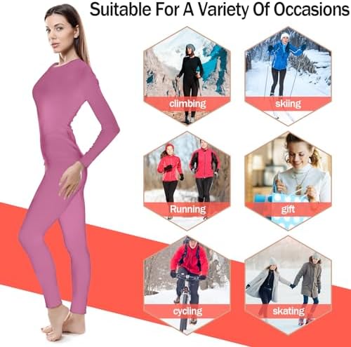 Patelai 5 Set Thermal Underwear for Women Warm Comfortable