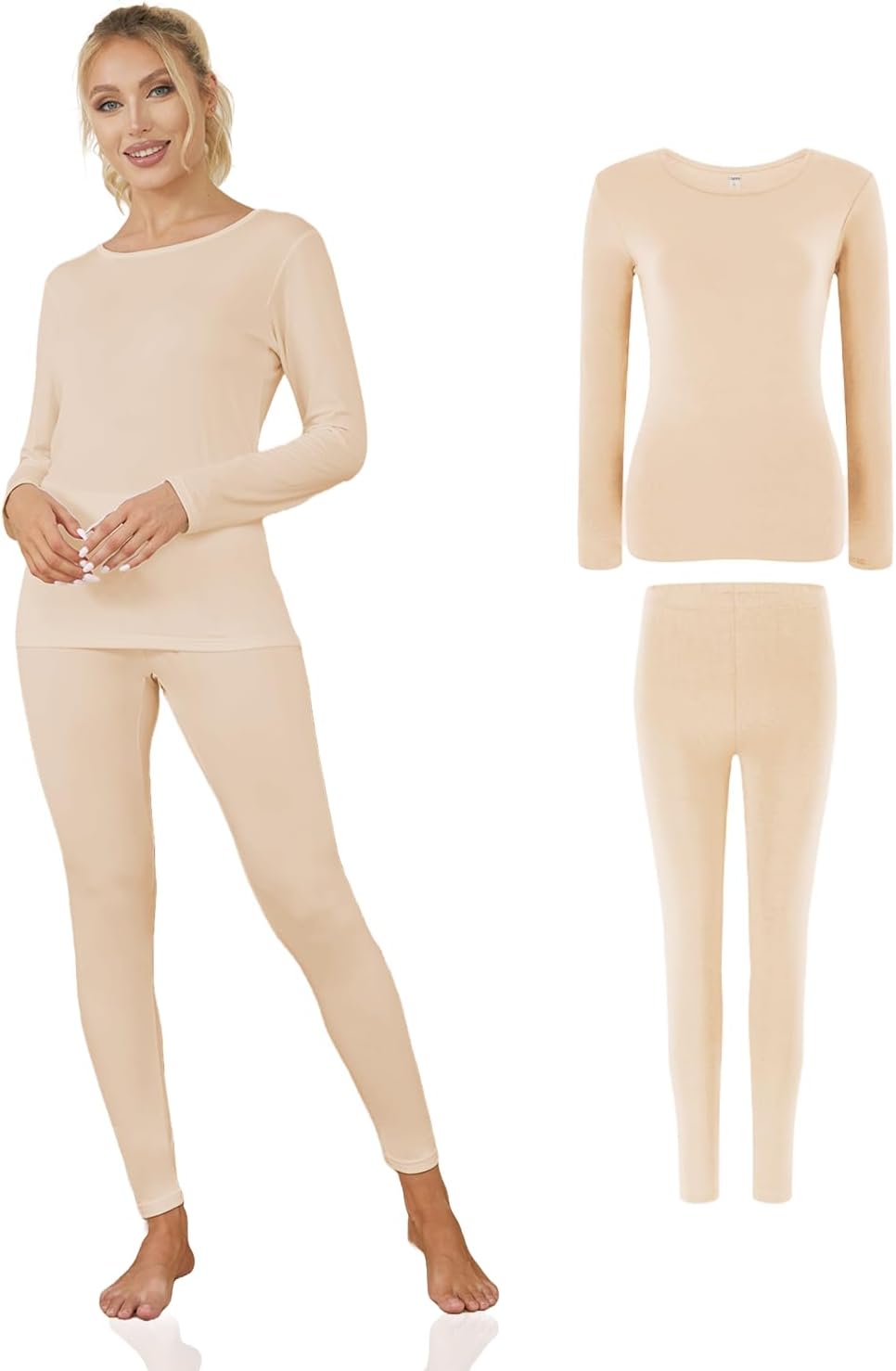 Chango Womens Lightweight Spring Base Layer Set - Beige 1 Set Per Pack XL