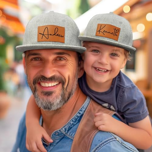 Handmade Custom Toddler Leather Patch Hats - Personalized Dad And Me Accessories