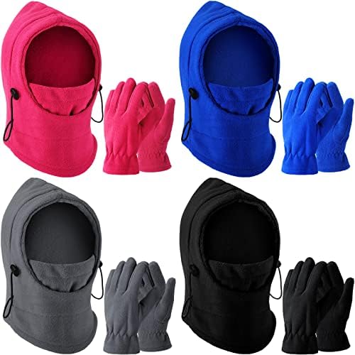 Handepo Kids Winter Gloves Set - Windproof Ski Mask for Neck Face Head