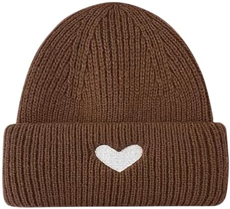 Cute Heart Knit Beanie Women