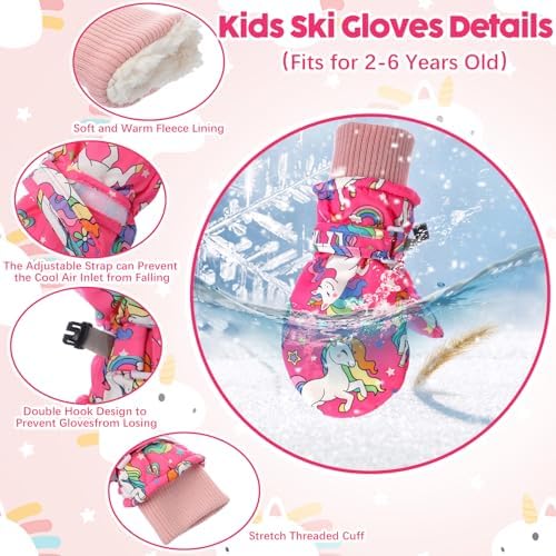 Geyoga Kids Winter Balaclava Set with Gloves Scarf Waterproof Windproof for Toddler