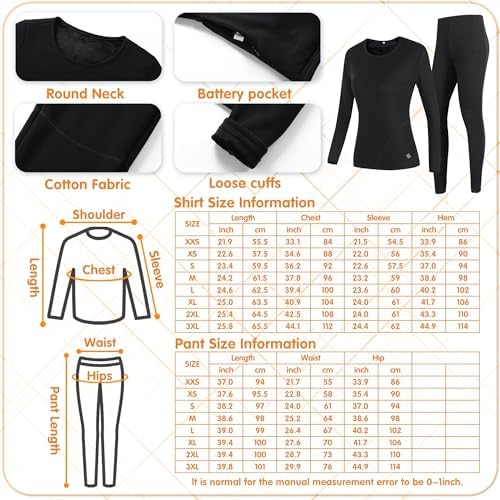Womens Heated Underwear Set with 28 Heating Zones