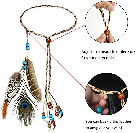 OBMWANG Boho Feather Headband for Women and Girls