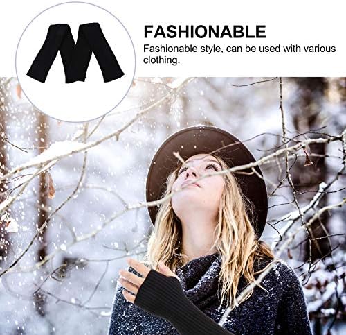 1 Pair Winter Warm Wool Gloves with Thumb Hole for Women