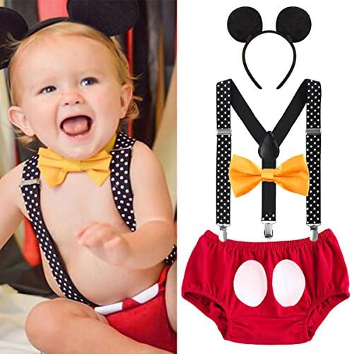 Perfect for 1st Birthday - Y-Back Suspenders with Bow Tie Set