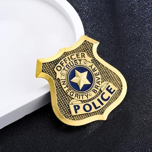 Medsor Police Badge Pin for Women Gold Plated Authentic Design