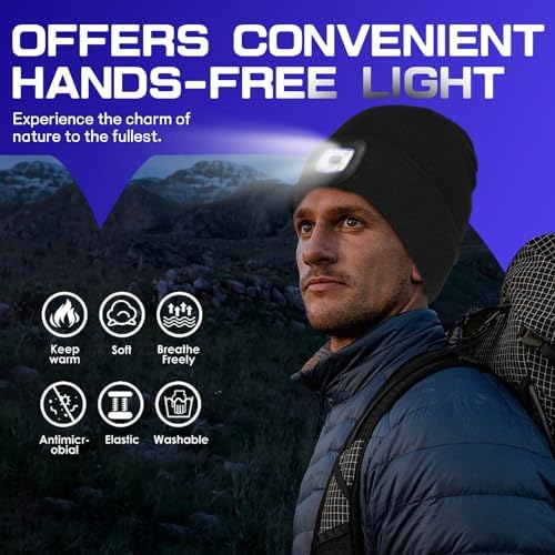 USB Rechargeable LED Beanie Hat for Winter Safety and Outdoor Use